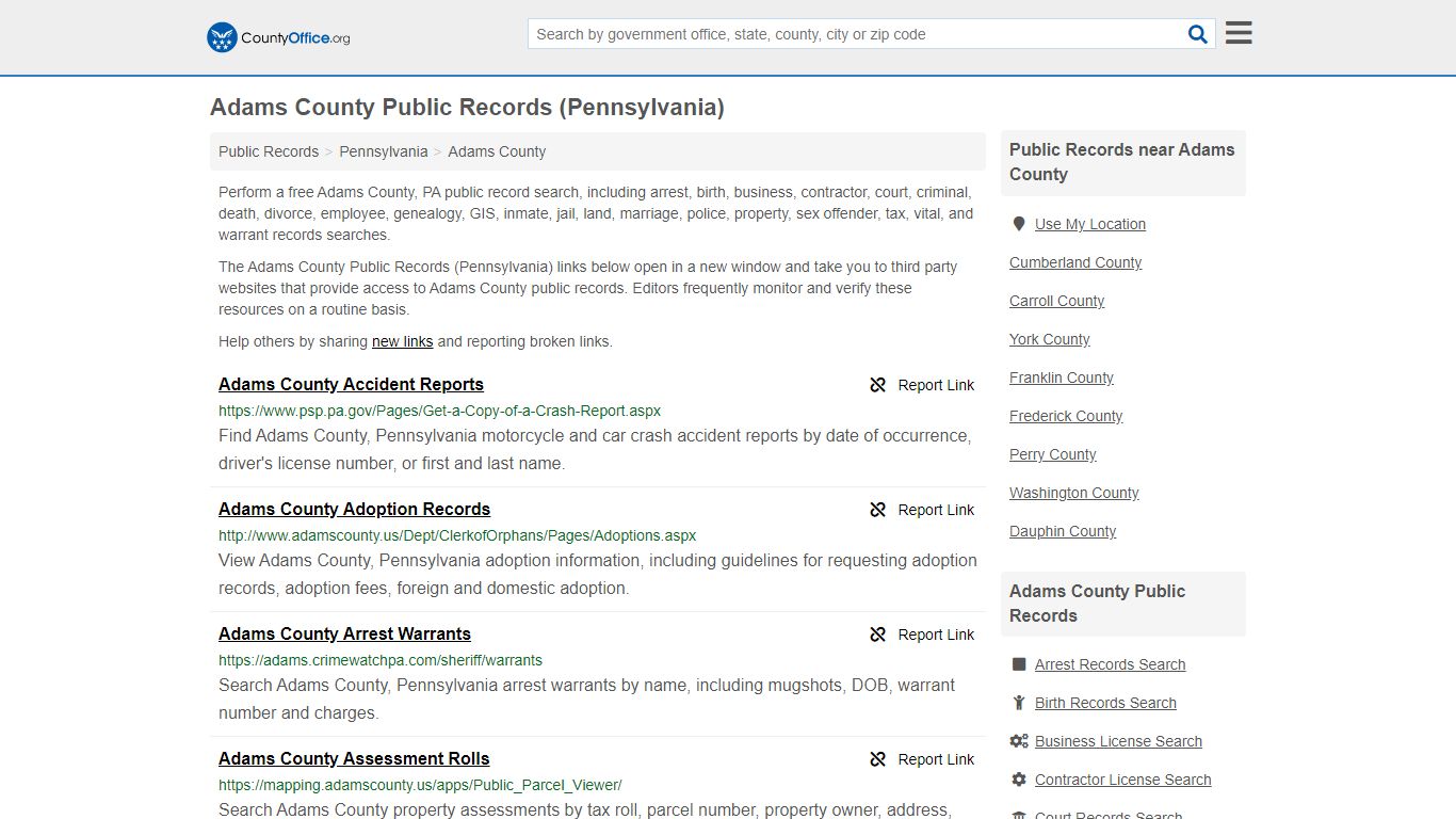 Public Records - Adams County, PA (Business, Criminal, GIS ...